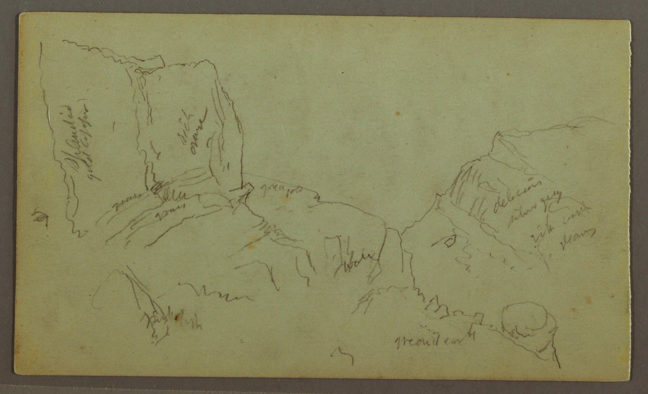 Desenho, Topos das Montanhas Rochosas, possivelmente 1868 de Frederic Edwin Church