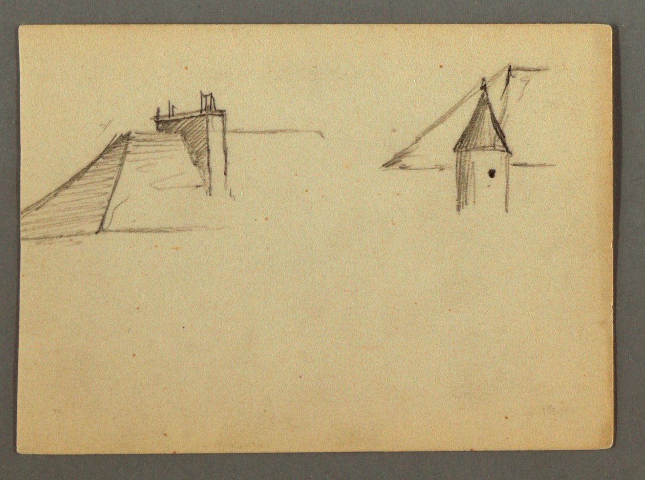 Desenho, Telhado com chaminé, torreão, possivelmente 1868 de Frederic Edwin Church