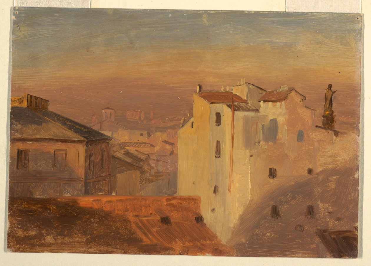 Desenho, Telhados, Roma, Itália, 1868-69 de Frederic Edwin Church