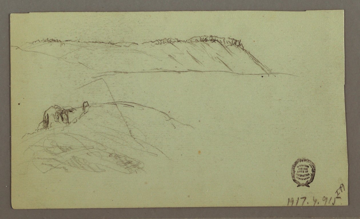 Desenho, Ruínas rodeadas de muros, tendas, dois estudos de figuras, 28 de abril de 1868 de Frederic Edwin Church