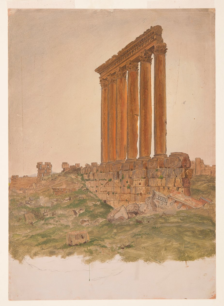Desenho, Ruínas do Templo de Zeus, Baalbek, maio de 1868 de Frederic Edwin Church