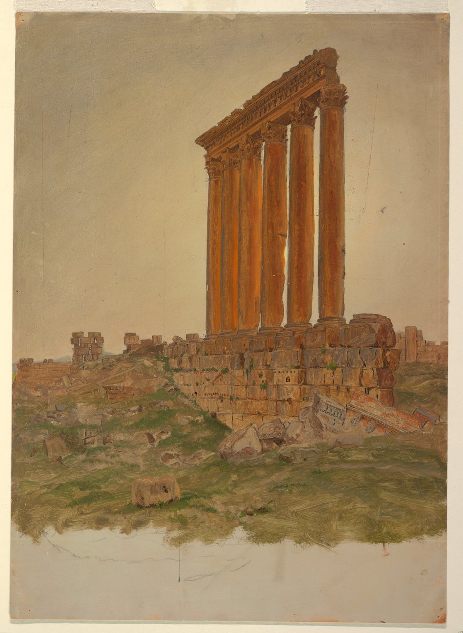 Desenho, Ruínas do Templo de Zeus, Baalbek, maio de 1868 de Frederic Edwin Church