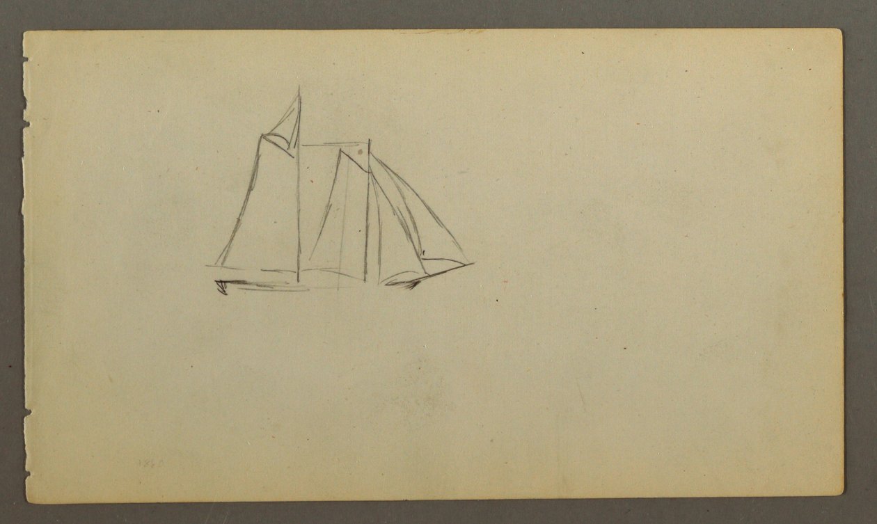 Desenho, Barco à vela a navegar nas ondas, possivelmente 1860 de Frederic Edwin Church