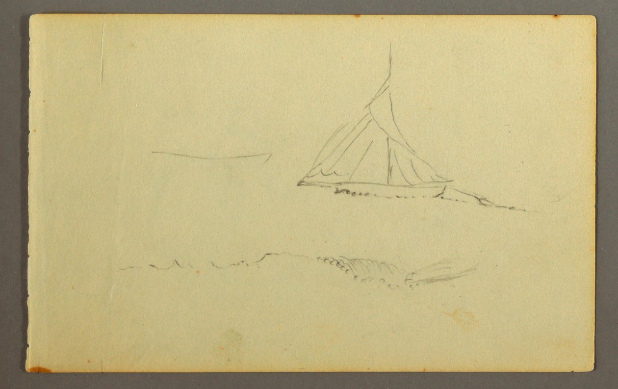 Desenho, Barco à vela visto de bombordo, 1845 de Frederic Edwin Church