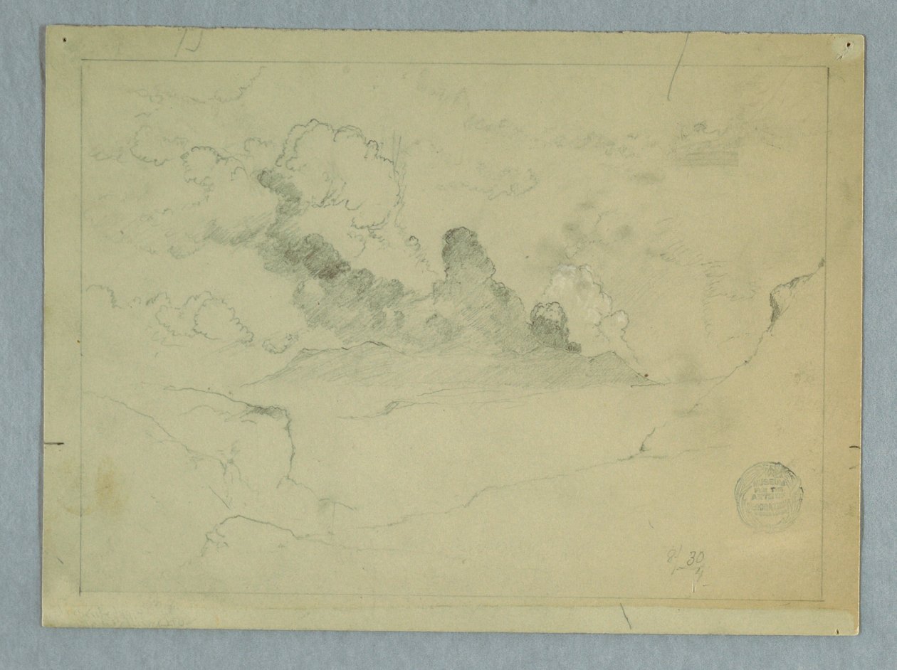Desenho, Vulcão Sangay em erupção, Equador, 1857-62 de Frederic Edwin Church