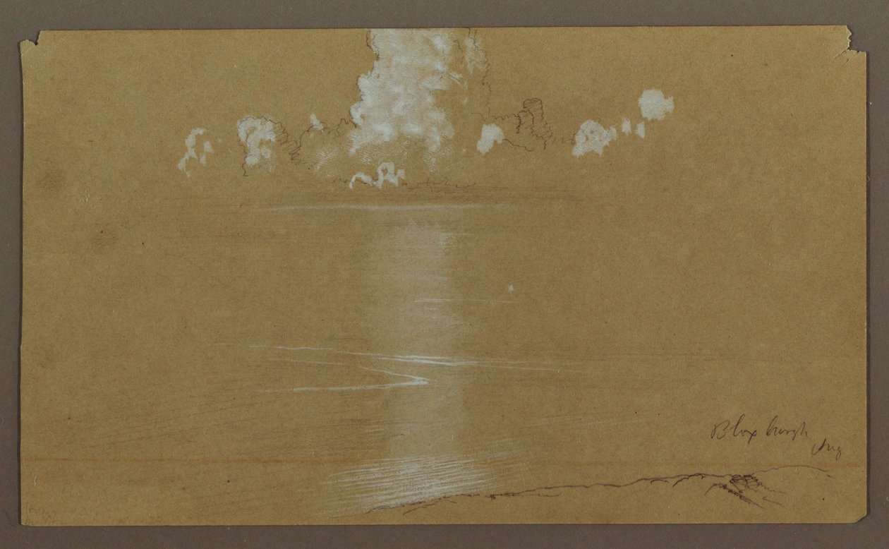 Desenho, Paisagem marítima, Bloxburgh; verso: Colinas e mar, agosto de 1865 de Frederic Edwin Church