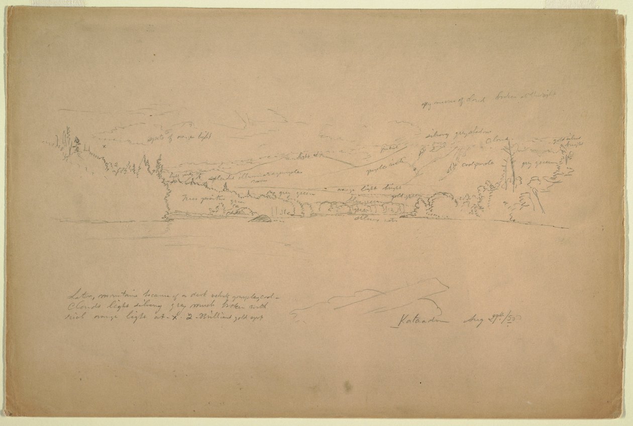 Desenho, margem do lago e sopé do monte Katahdin, 29 de agosto de 1856 de Frederic Edwin Church