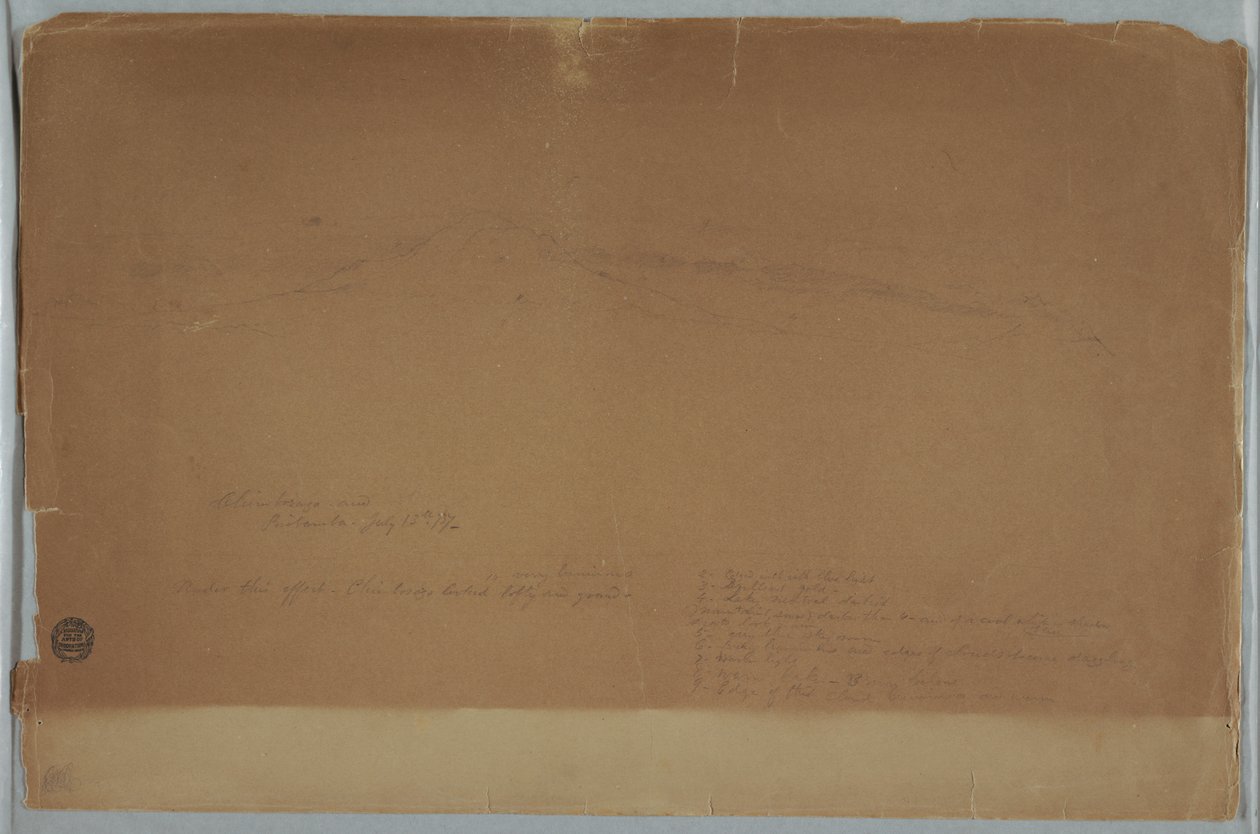 Desenho. Retrato falado. O Chimborazo mostrado de Riobamba, Equador de Frederic Edwin Church