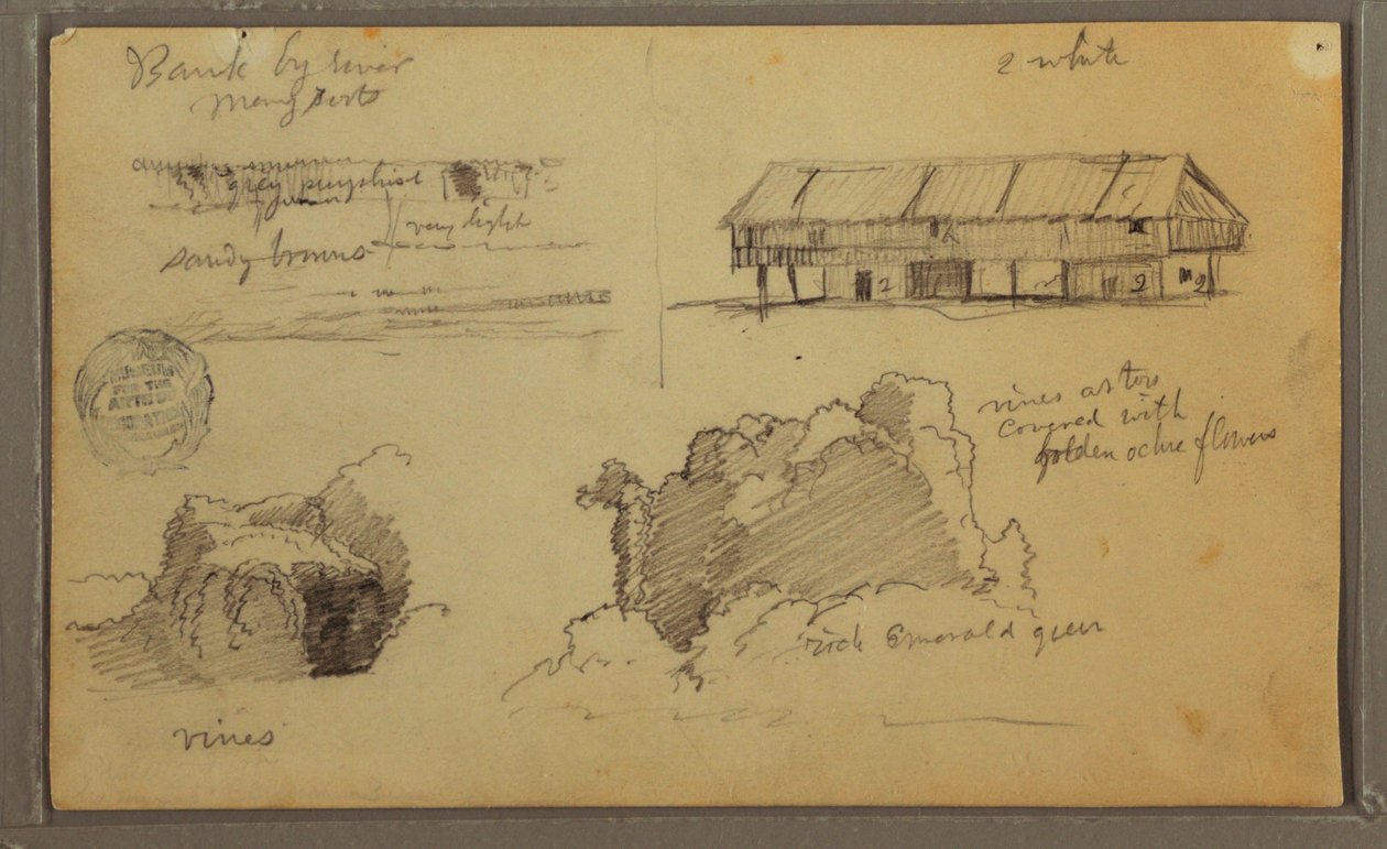 Desenho, Esboços, Equador ou Colômbia; Verso: Esboços, Equador ou Colômbia, 1857 de Frederic Edwin Church