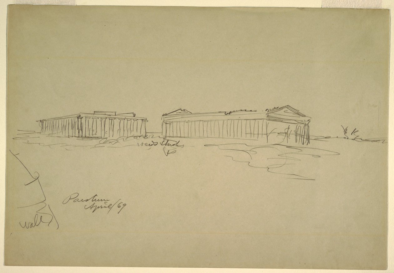 Desenho, esboços, Paestum, Sul de Itália, abril de 1869 de Frederic Edwin Church