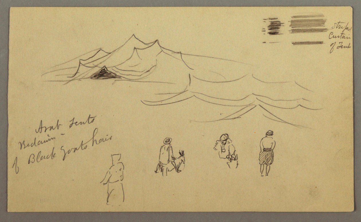 Desenho, esboços. Tendas. Beduíno, possivelmente 1868, fevereiro (provavelmente) de Frederic Edwin Church