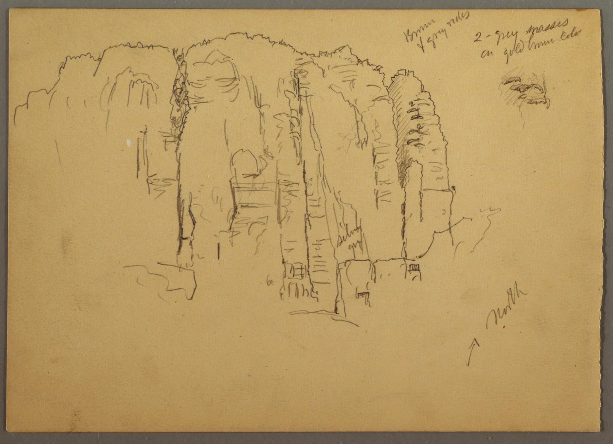 Desenho, Esboços de Petra, Jordânia, fevereiro de 1868 de Frederic Edwin Church