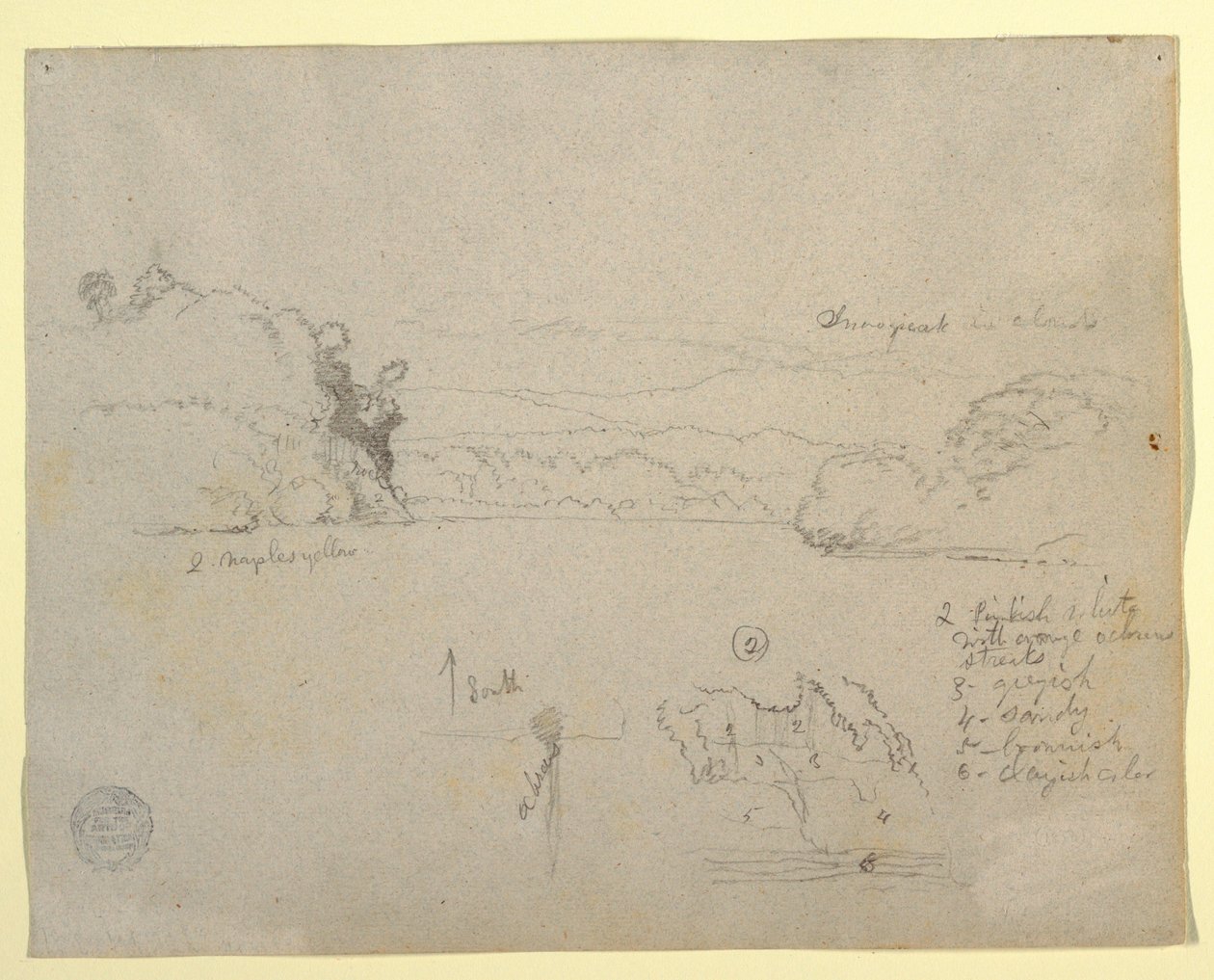 Desenho, Esboços da América do Sul, 1853, provavelmente maio de Frederic Edwin Church