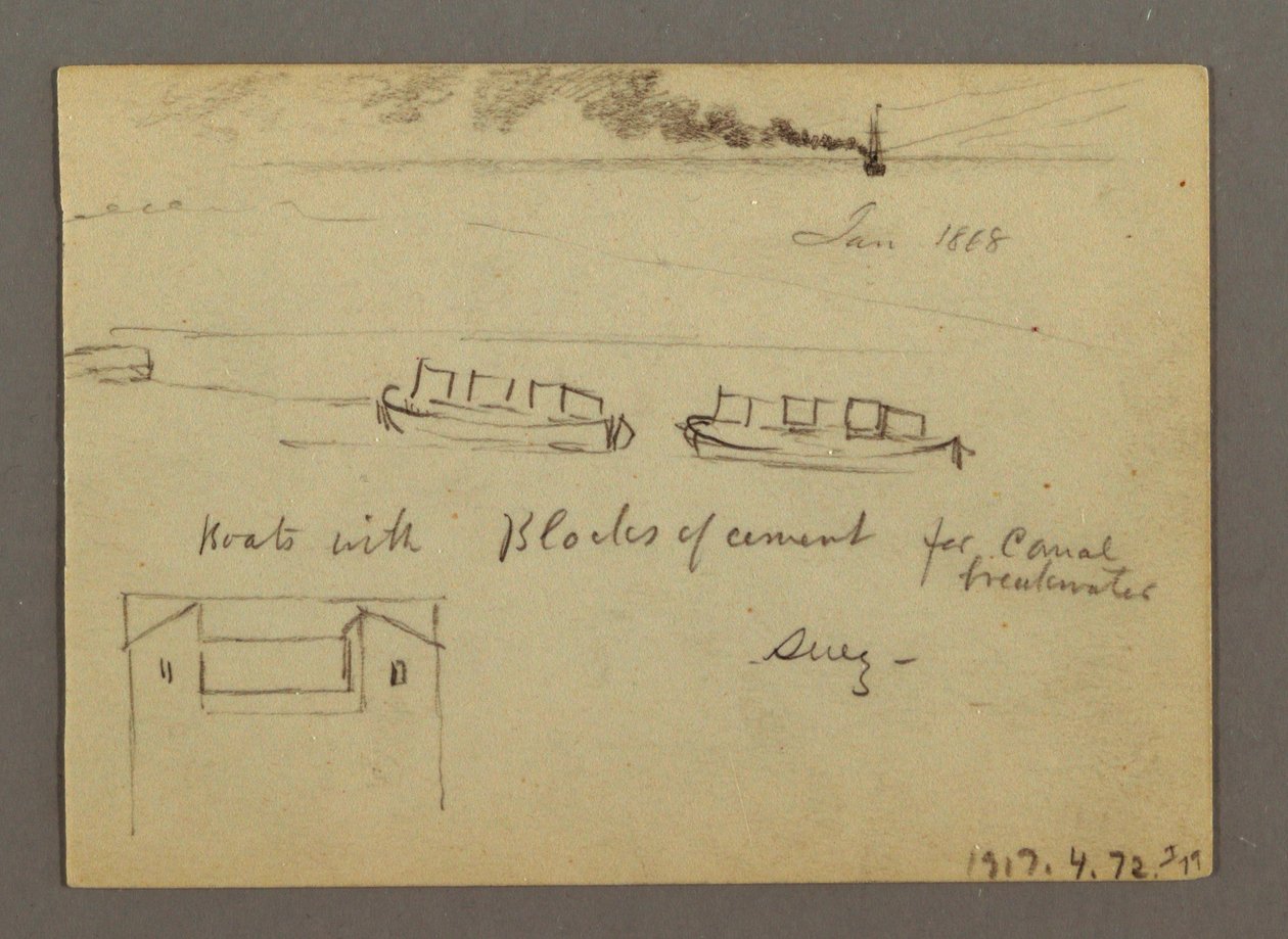 Desenho, Esboços do Médio Oriente, incluindo o Canal do Suez, janeiro de 1868 de Frederic Edwin Church