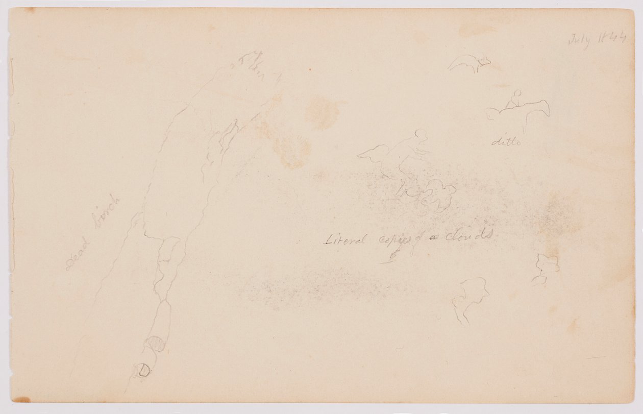 Desenho, Esboços de nuvens e bétula morta, julho de 1844 de Frederic Edwin Church