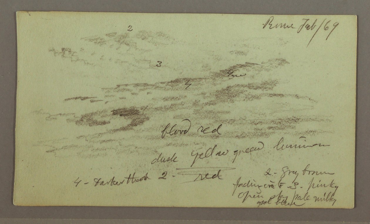 Desenho, Estudo do céu, 1 de fevereiro de 1869 de Frederic Edwin Church