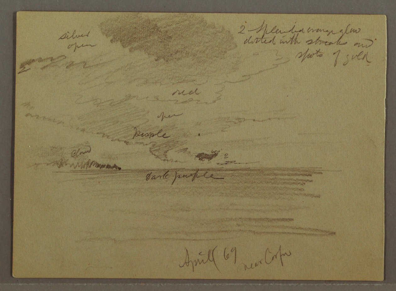 Desenho, Estudo do céu sobre o mar, abril de 1869 de Frederic Edwin Church