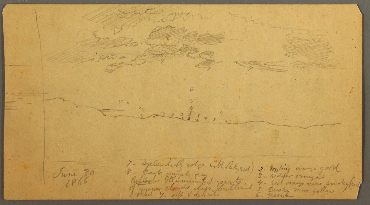Desenho, Estudo do céu sobre o cume, junho de 1882 de Frederic Edwin Church