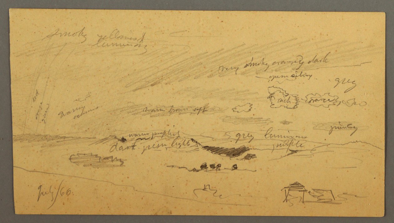Desenho, Estudo do céu sobre o cume e o arco-íris, julho de 1866 de Frederic Edwin Church