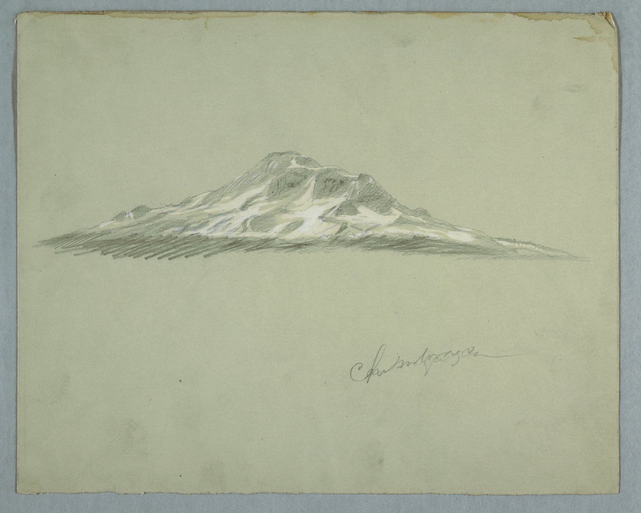 Desenho, Pico coberto de neve do Monte Chimborazo, Equador, julho de 1857 de Frederic Edwin Church