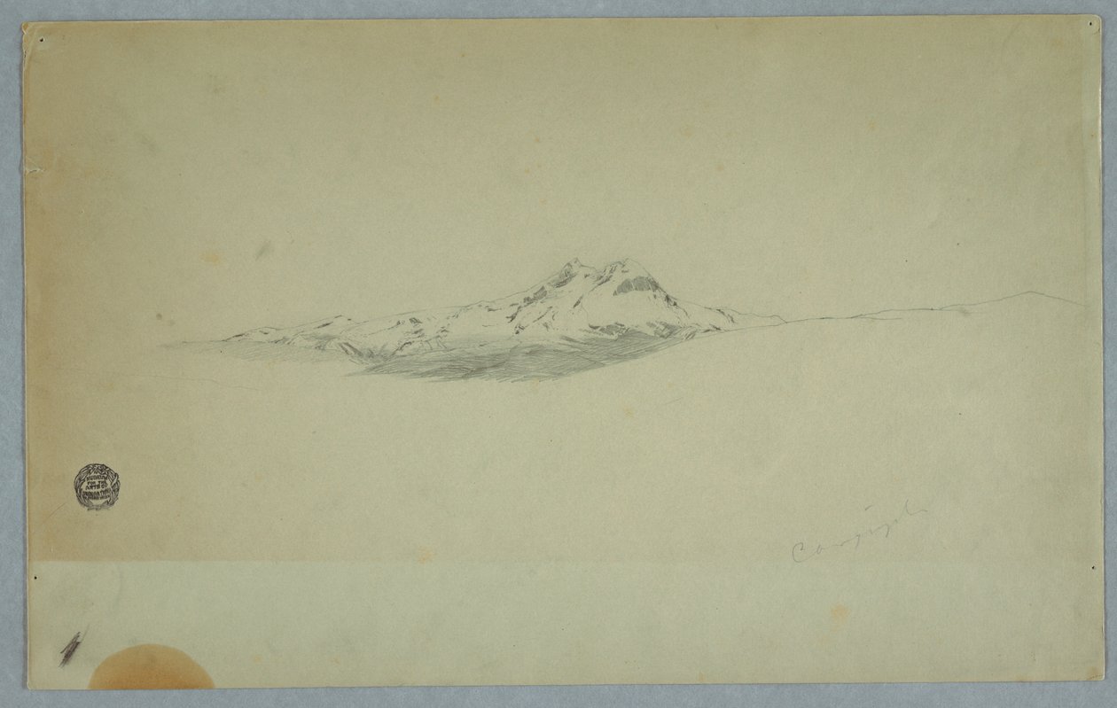 Desenho, Cume nevado de um vulcão, 1850-60 de Frederic Edwin Church
