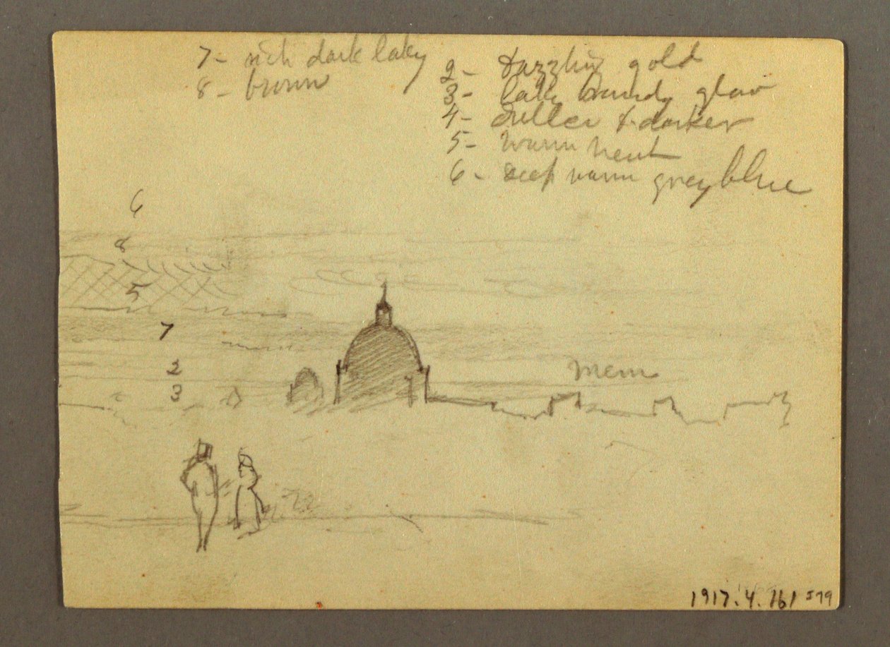 Desenho, Basílica de São Pedro e Cidade do Vaticano (vista do Norte), Roma, Itália, janeiro de 1869 de Frederic Edwin Church