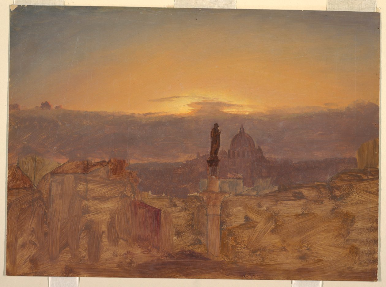 Desenho, Basílica de São Pedro a partir do Pincio, Roma, finais de 1868 ou inícios de 1869 de Frederic Edwin Church