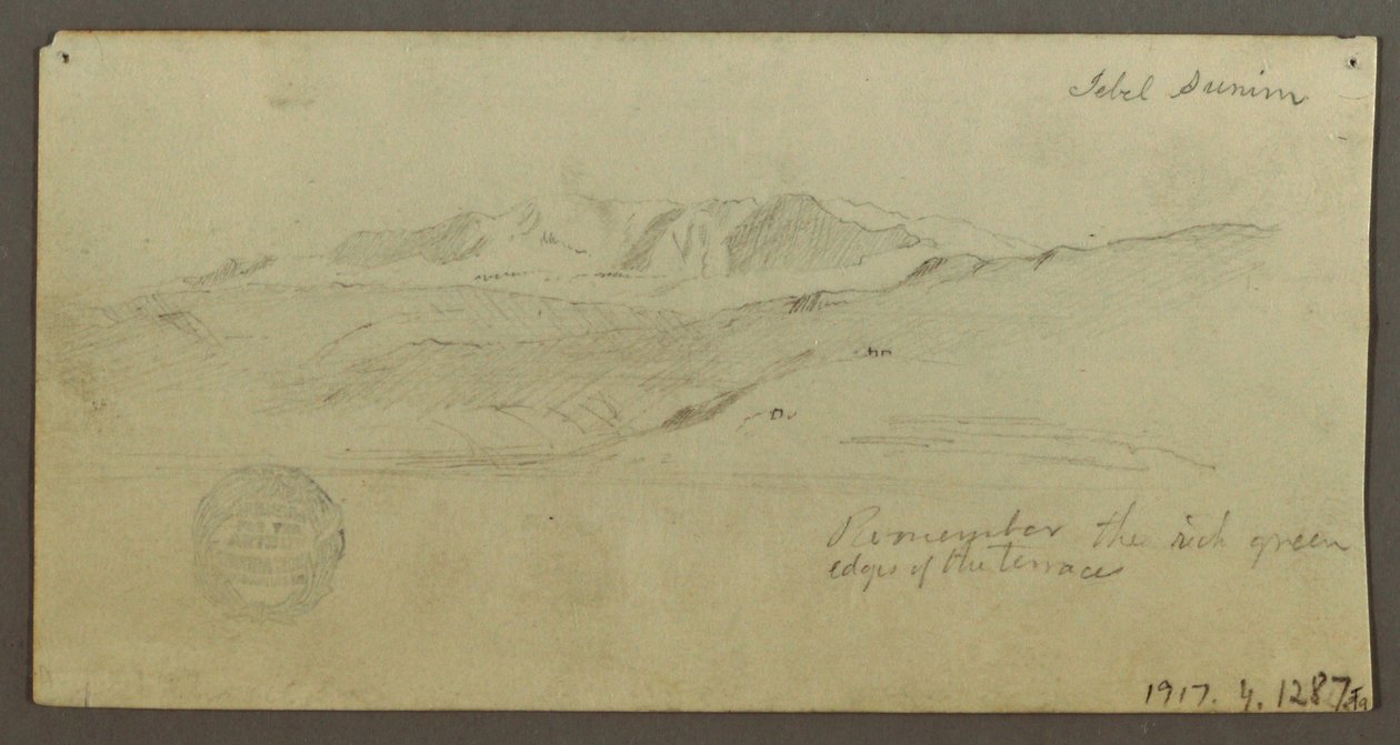 Desenho, Casa senhorial, figura montada num camelo, estudos arquitectónicos, palmeira, possivelmente 1868 de Frederic Edwin Church