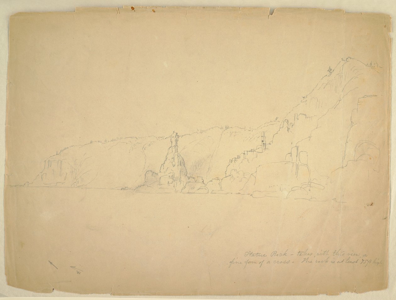 Desenho, "Statue Rock", setembro de 1851 de Frederic Edwin Church