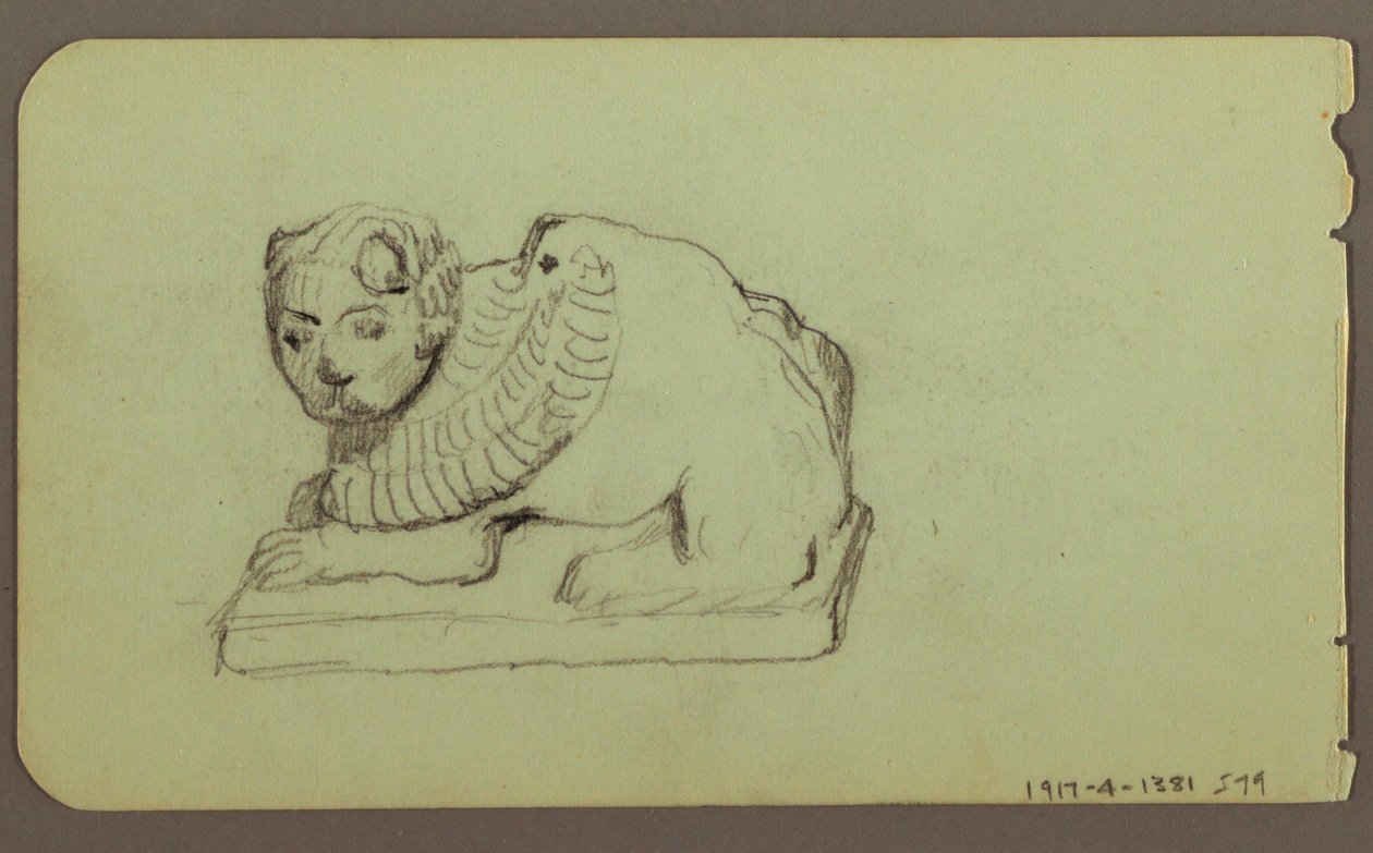 Desenho, Estátua do Leão, esquife; Verso: Estátua do Leão, dezembro de 1883 de Frederic Edwin Church