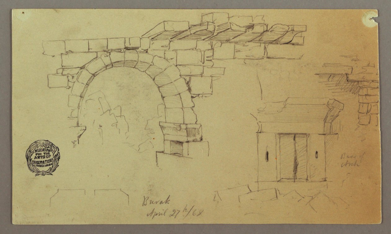 Desenho, Arco de Pedra, Base de Pedra, 27 de abril de 1868 de Frederic Edwin Church