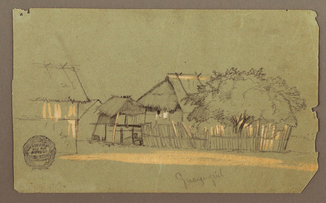 Desenho, Rua com casas, Guayaquil, Equador, maio de 1857 de Frederic Edwin Church