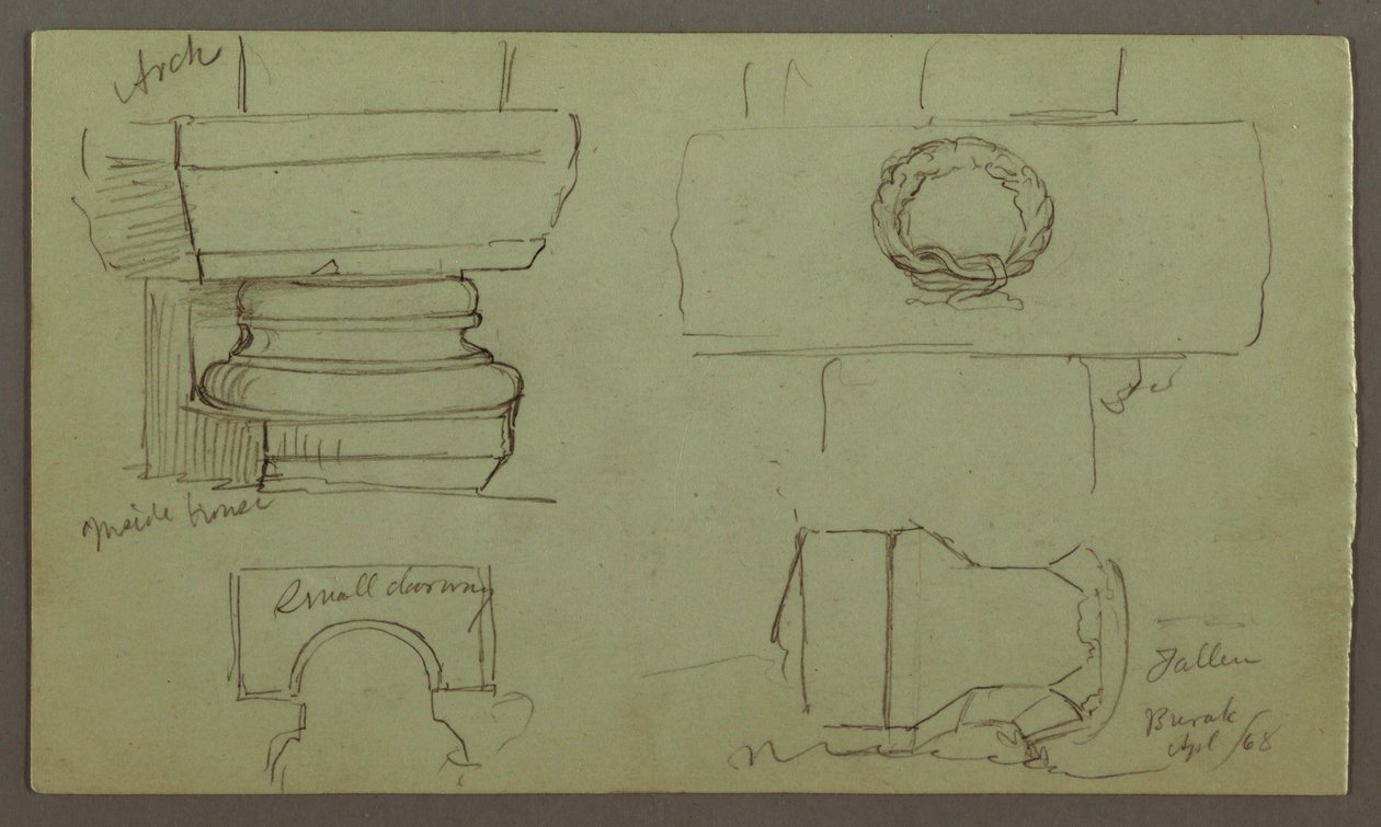 Desenho, Estudos dos Arcos e Base do Arco, abril de 1868 de Frederic Edwin Church