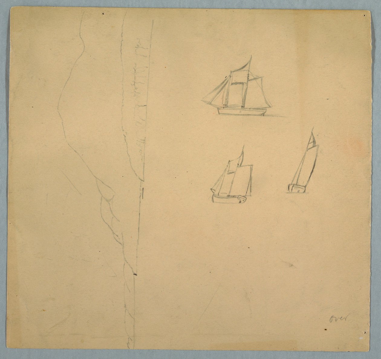 Desenho, Estudos de paisagens e navios, 1850-51 de Frederic Edwin Church