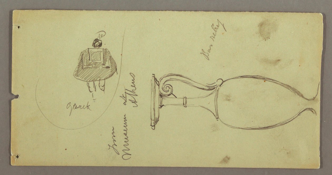 Desenho, Estudos de objectos do Museu de Atenas, possivelmente 1869 de Frederic Edwin Church