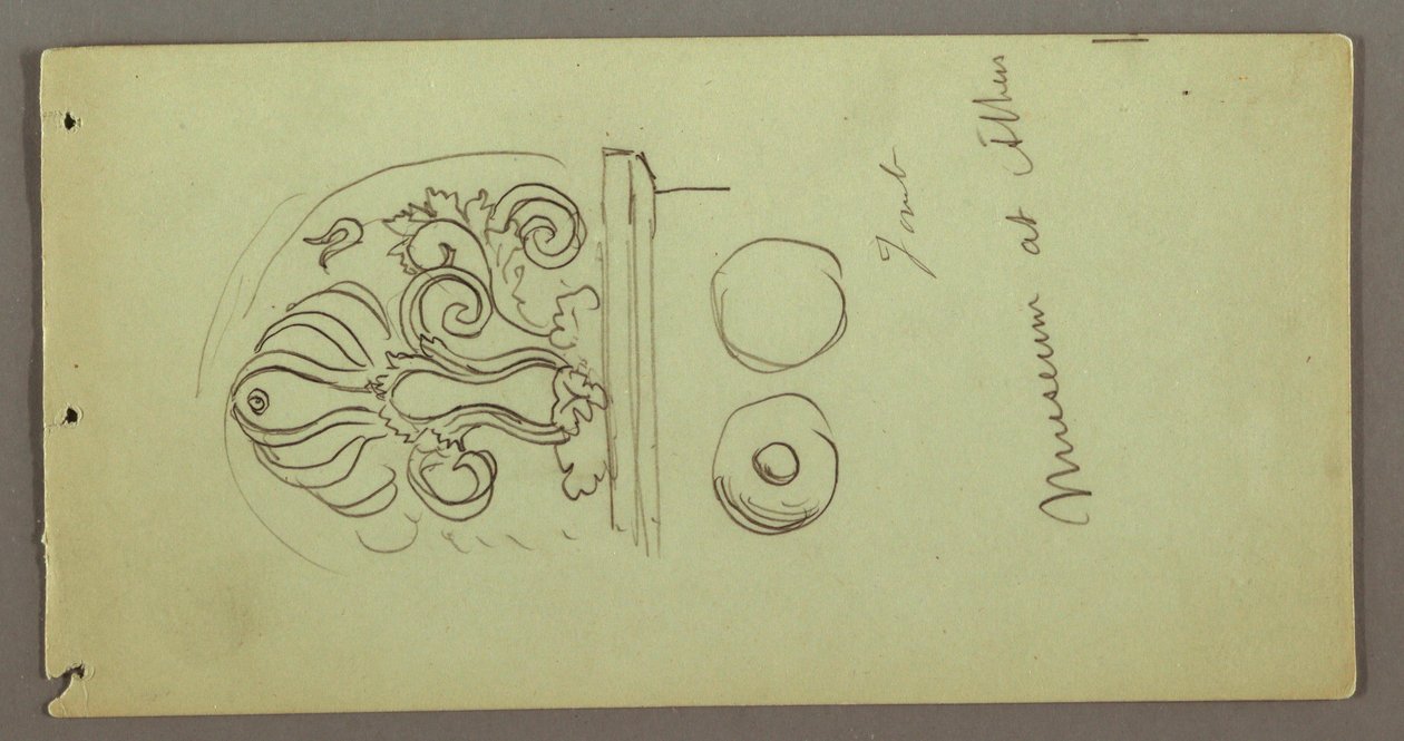 Desenho, Estudos de objectos do Museu de Atenas, possivelmente 1869 de Frederic Edwin Church