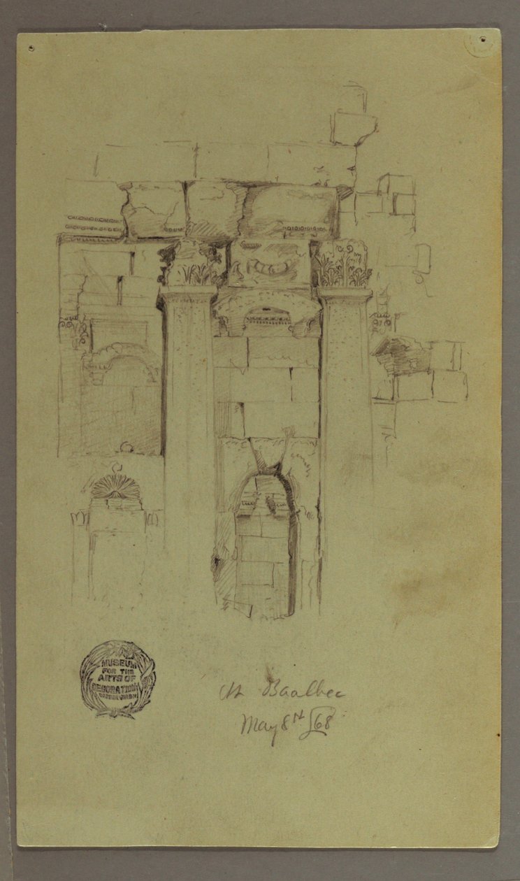 Desenho, Estudo das Ruínas do Templo, 8 de maio de 1868 de Frederic Edwin Church