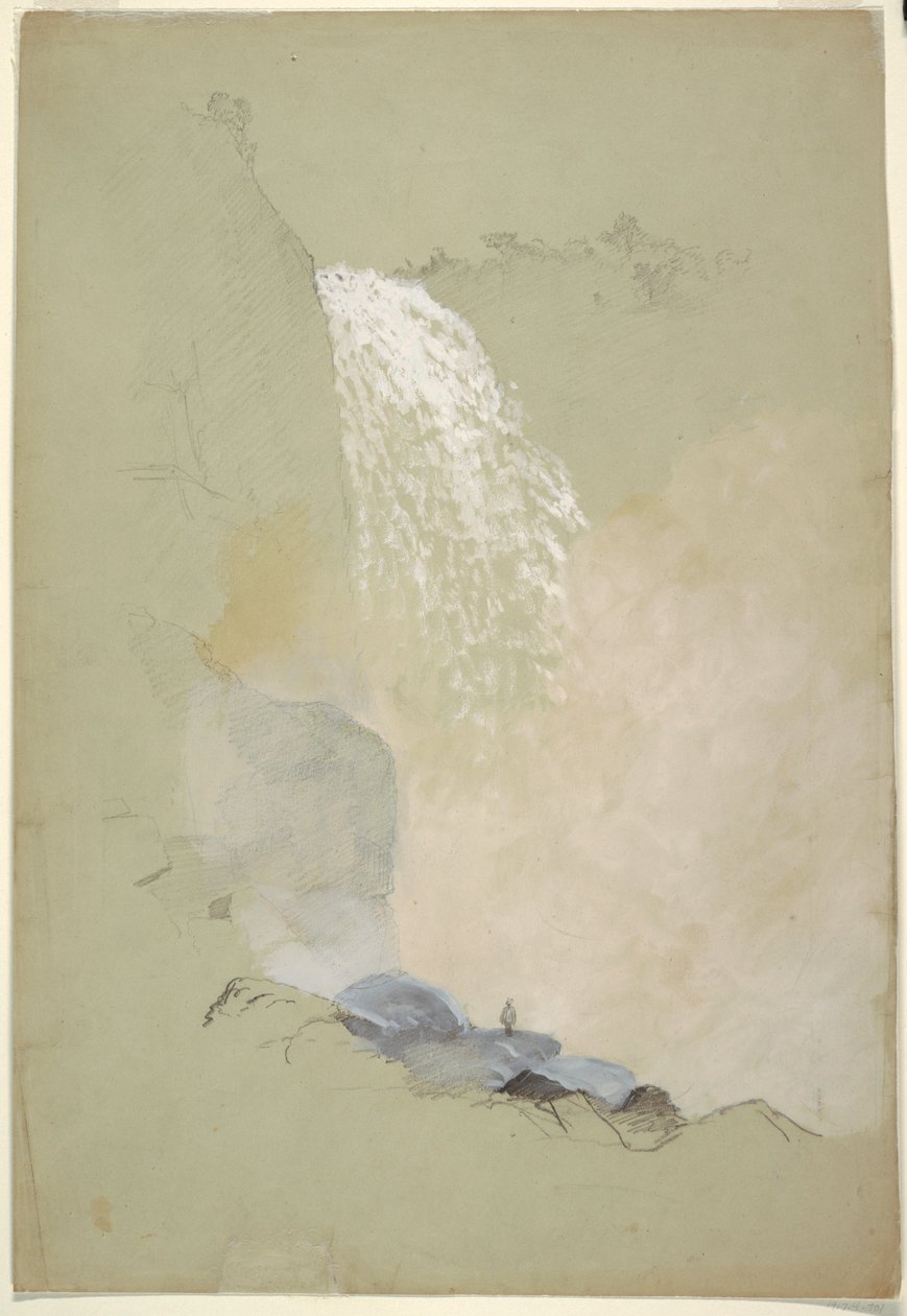 Desenho, Estudo das cataratas de Tequendama perto de Bogotá, Colômbia, julho de 1853 de Frederic Edwin Church