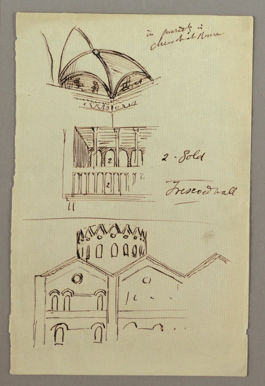 Desenho, Estudo do Triforum de Abóbadas, Edifício, possivelmente 1868-69 de Frederic Edwin Church