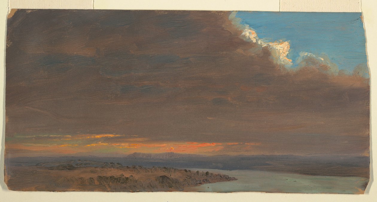 Desenho, Pôr do sol, Vale do Hudson, Nova Iorque, 1870-80 de Frederic Edwin Church