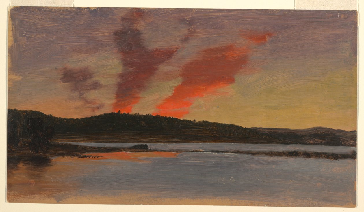 Desenho, Pôr do sol perto de Bar Harbor, Maine, ca. 1862 de Frederic Edwin Church