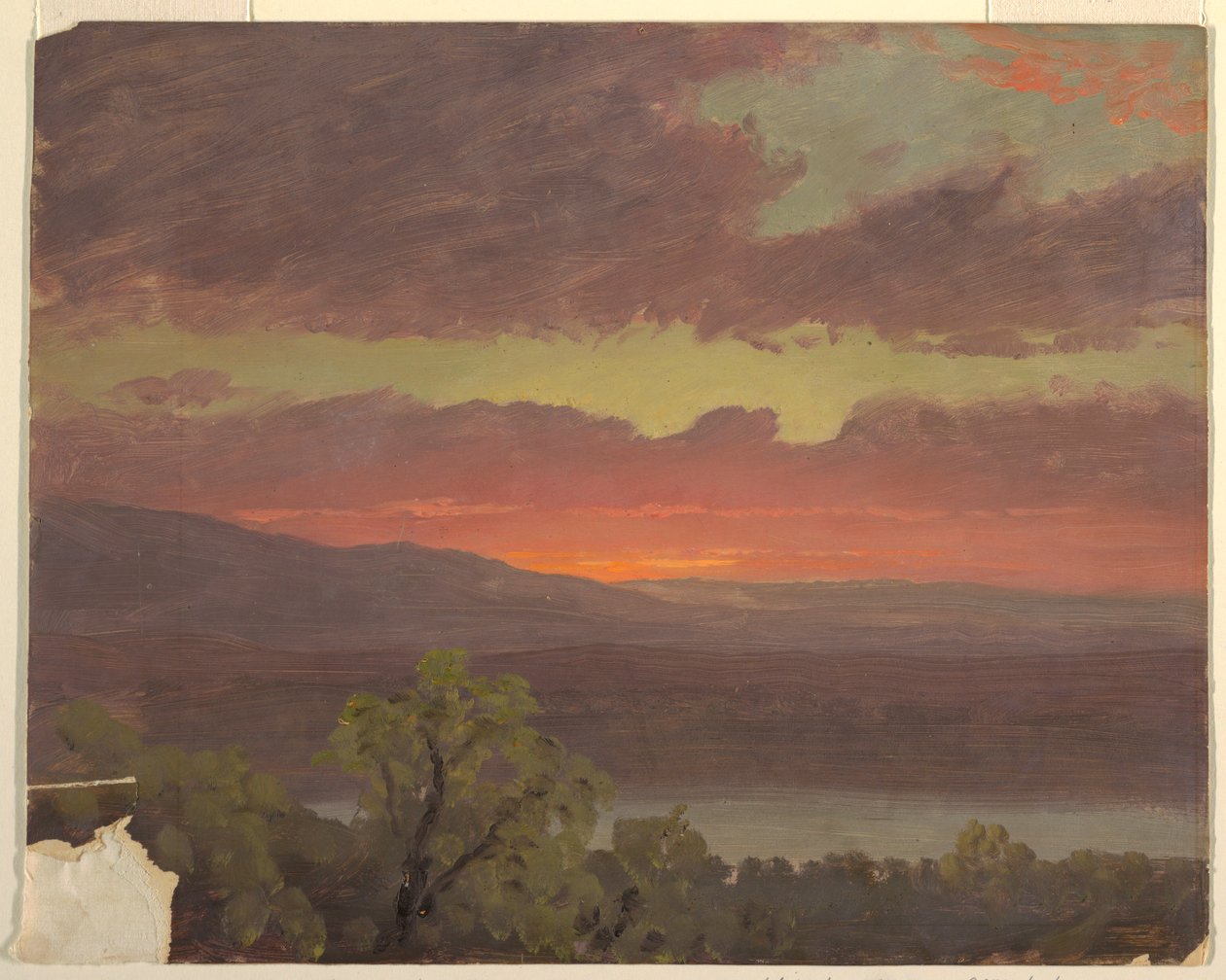 Desenho, pôr do sol na Jamaica, Índias Ocidentais, 1865-66 de Frederic Edwin Church