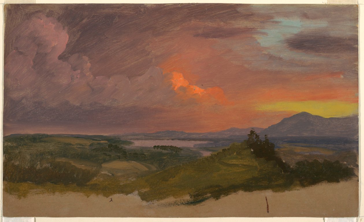 Desenho, Pôr do sol no Vale do Hudson, 1870-75 de Frederic Edwin Church
