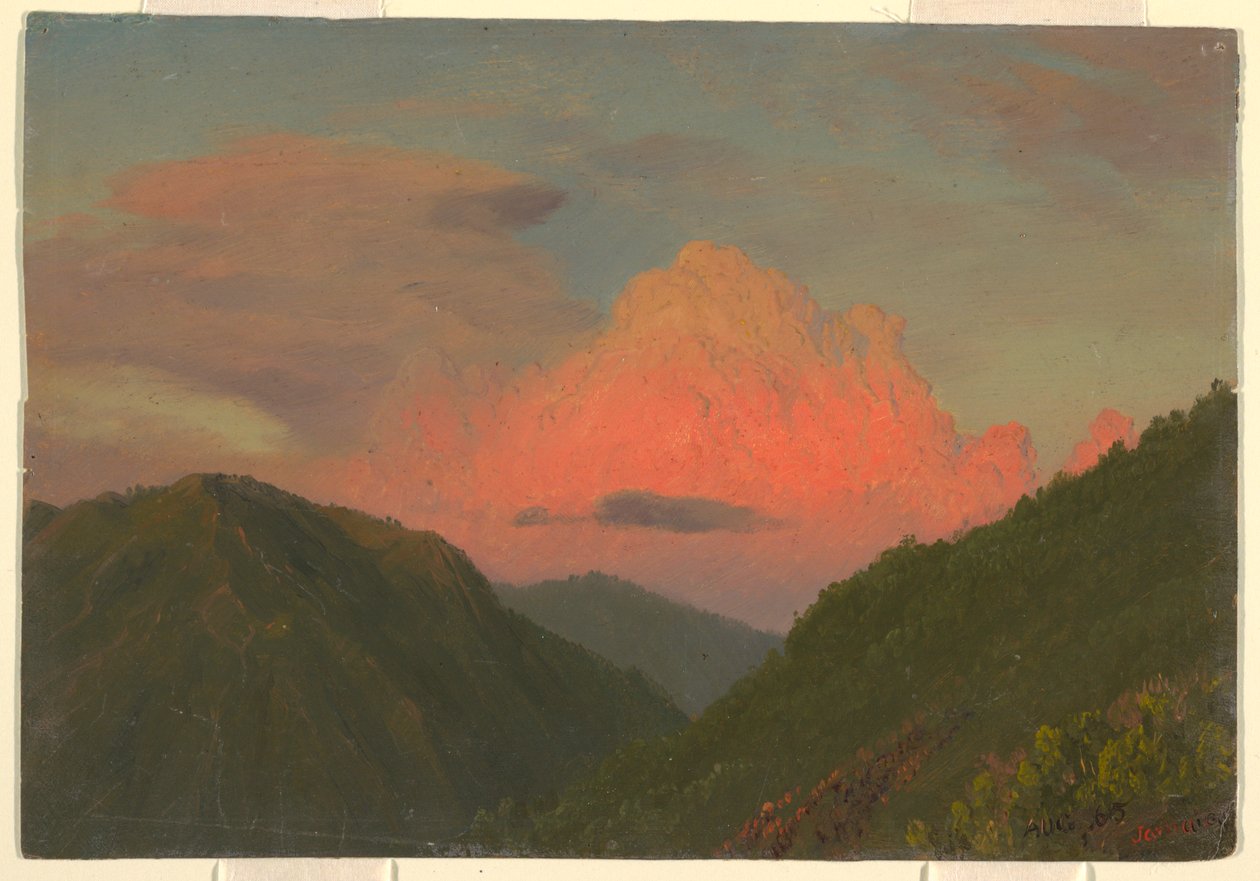 Desenho, Pôr do sol sobre as colinas, Jamaica, Índias Ocidentais, agosto de 1865 de Frederic Edwin Church