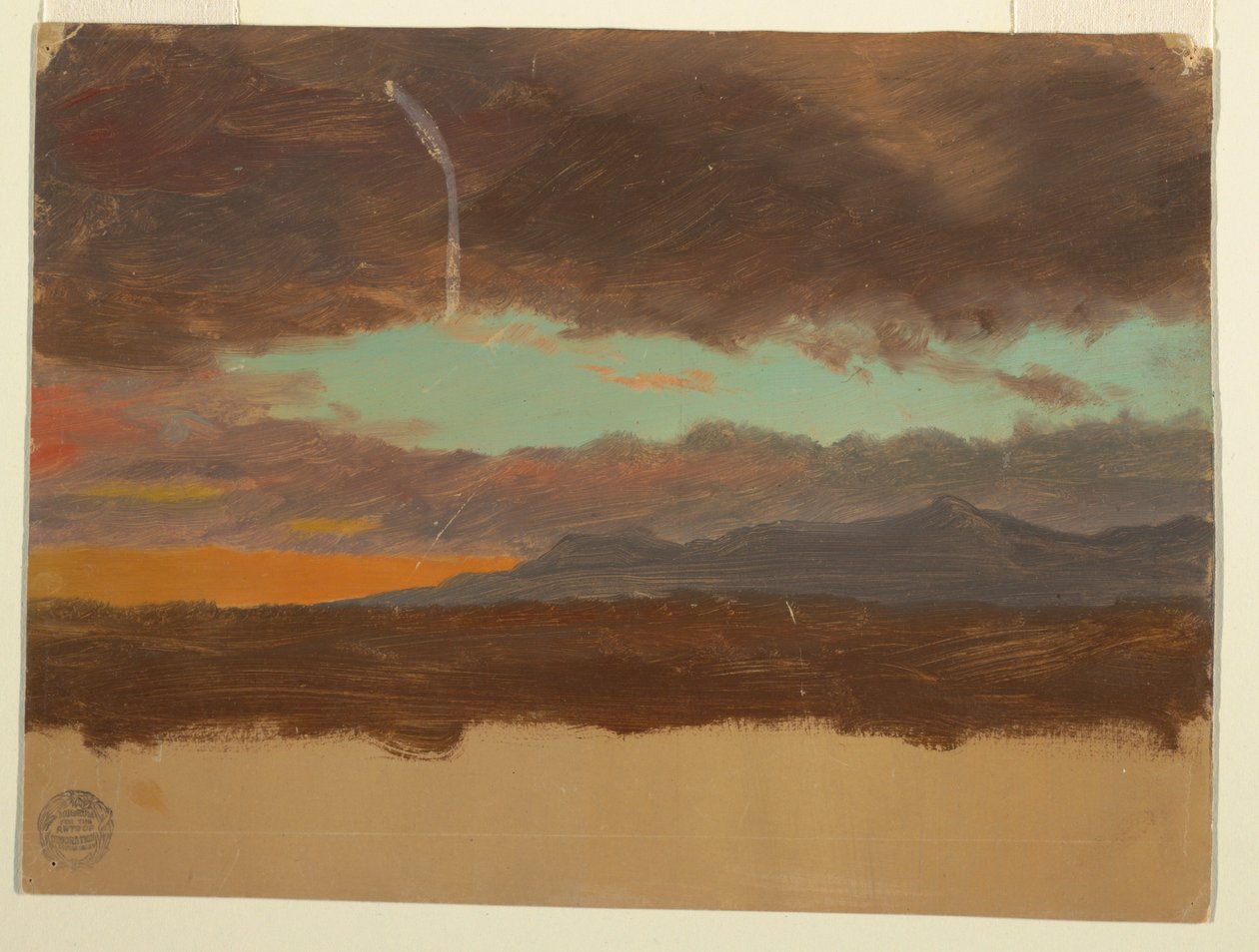Desenho, Pôr do sol sobre o vale do Hudson, 1865-75 de Frederic Edwin Church