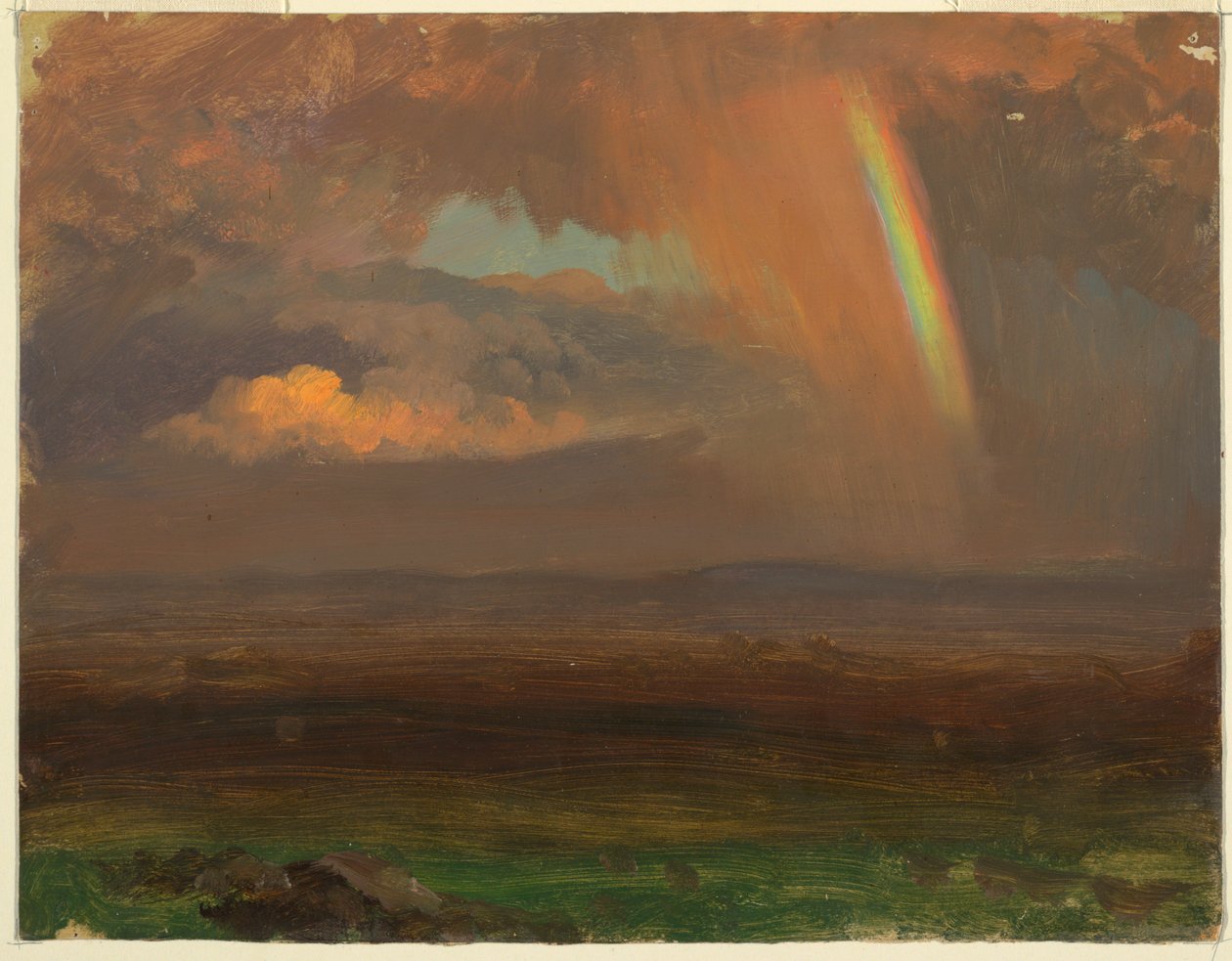 Desenho, Pôr do sol sobre uma paisagem ampla, 1865 de Frederic Edwin Church