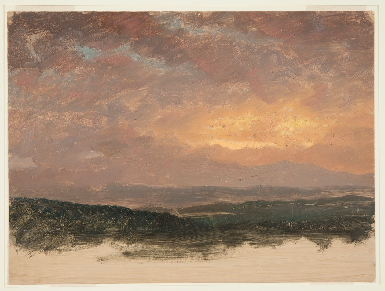 Desenho, Pôr do sol sobre as Catskills, 1870-80 de Frederic Edwin Church