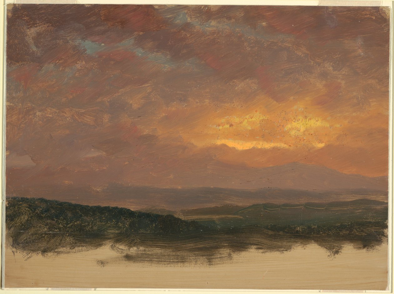 Desenho, Pôr do sol sobre as Catskills, 1870-80 de Frederic Edwin Church