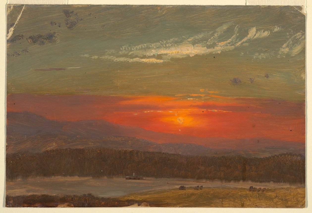 Desenho, Pôr do sol sobre as Catskills, 1870-80 de Frederic Edwin Church