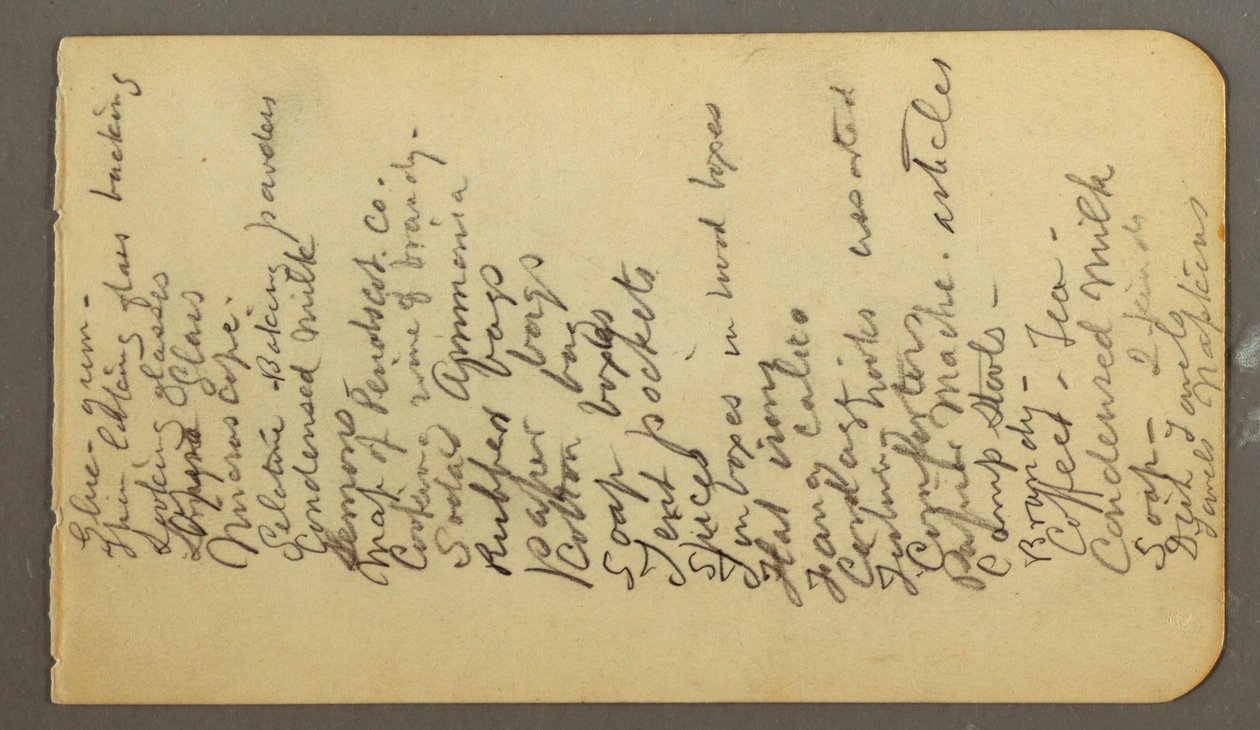 Desenho, lista de fornecimentos, possivelmente 1878 de Frederic Edwin Church